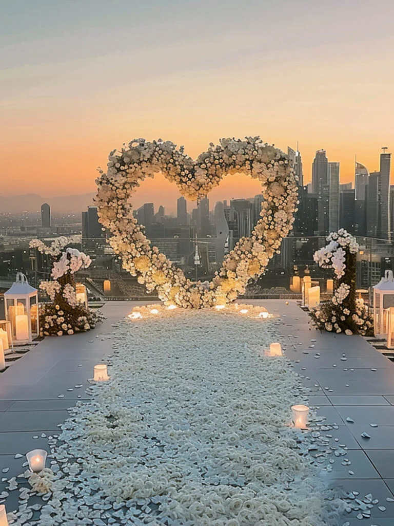 30 Flower Heart Arch Ideas for Proposals 13 12 flower heart arch 1