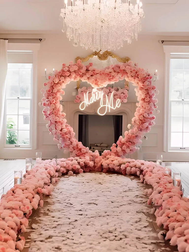 30 Flower Heart Arch Ideas for Proposals 14 13 flower heart arch 12