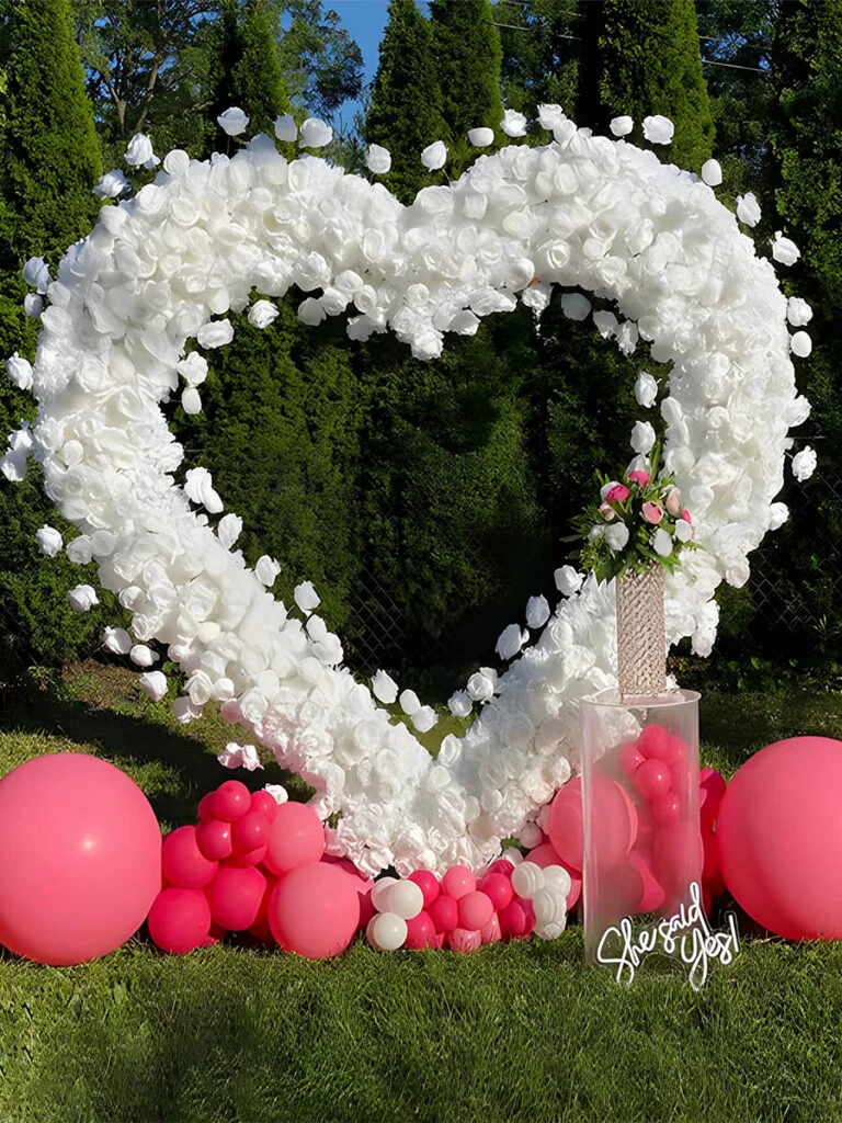 30 Flower Heart Arch Ideas for Proposals 17 16 flower heart arch 27