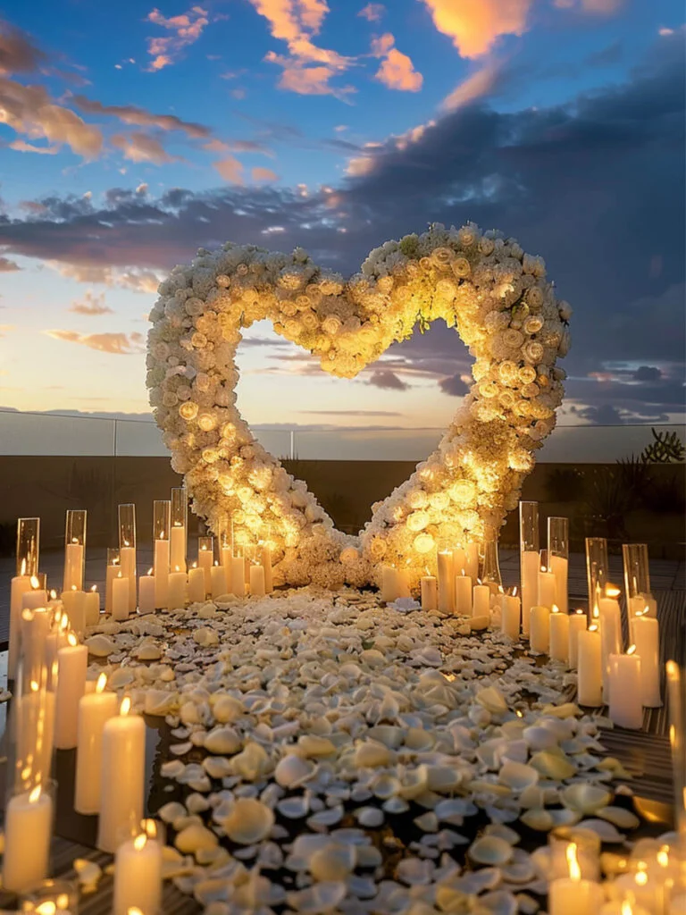 30 Flower Heart Arch Ideas for Proposals 3 2 flower heart arch 9
