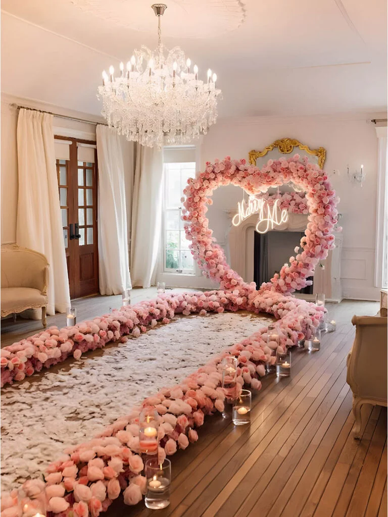 30 Flower Heart Arch Ideas for Proposals 8 7 flower heart arch 22