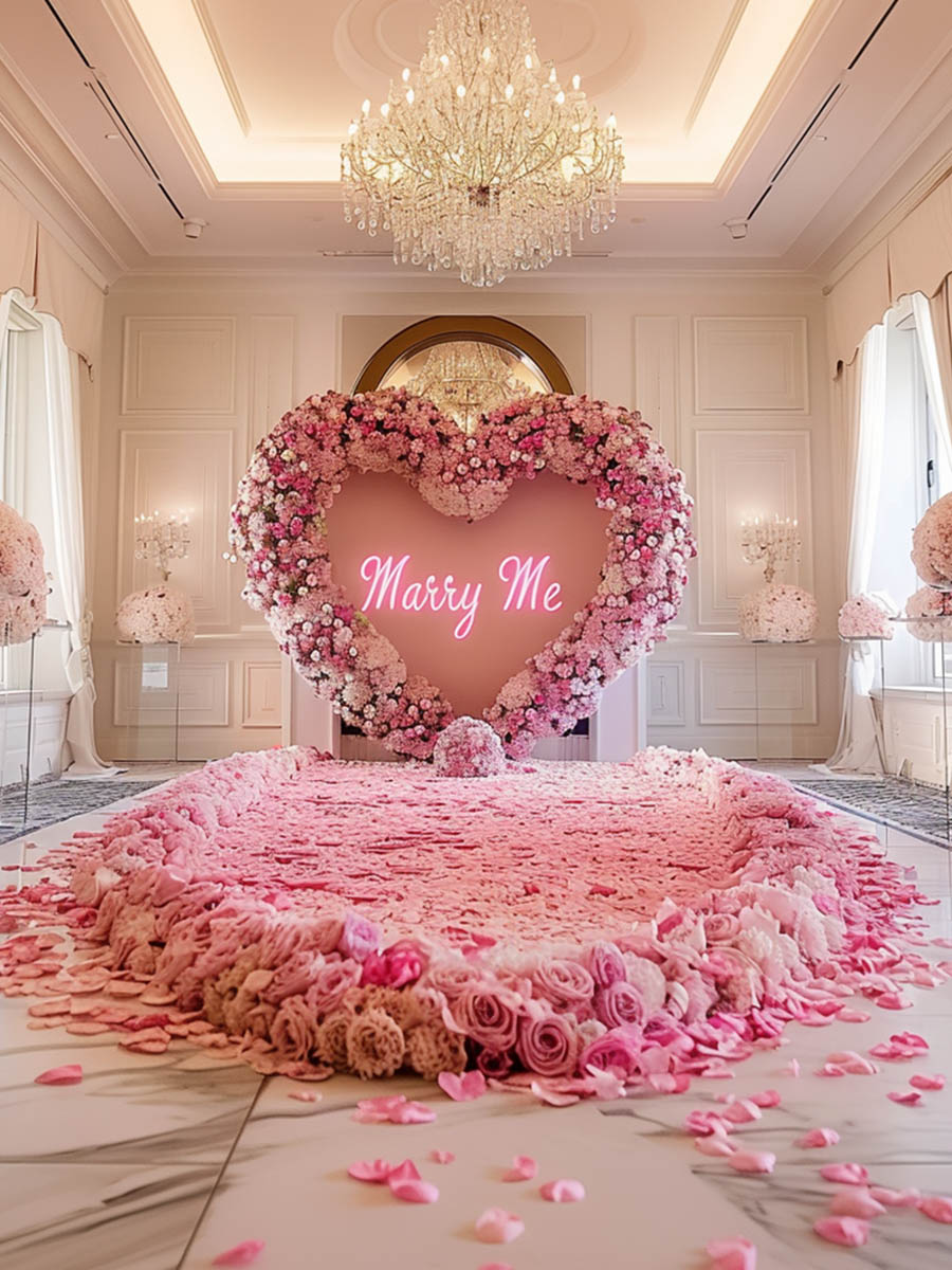 Pink Flower Heart Wedding Arch