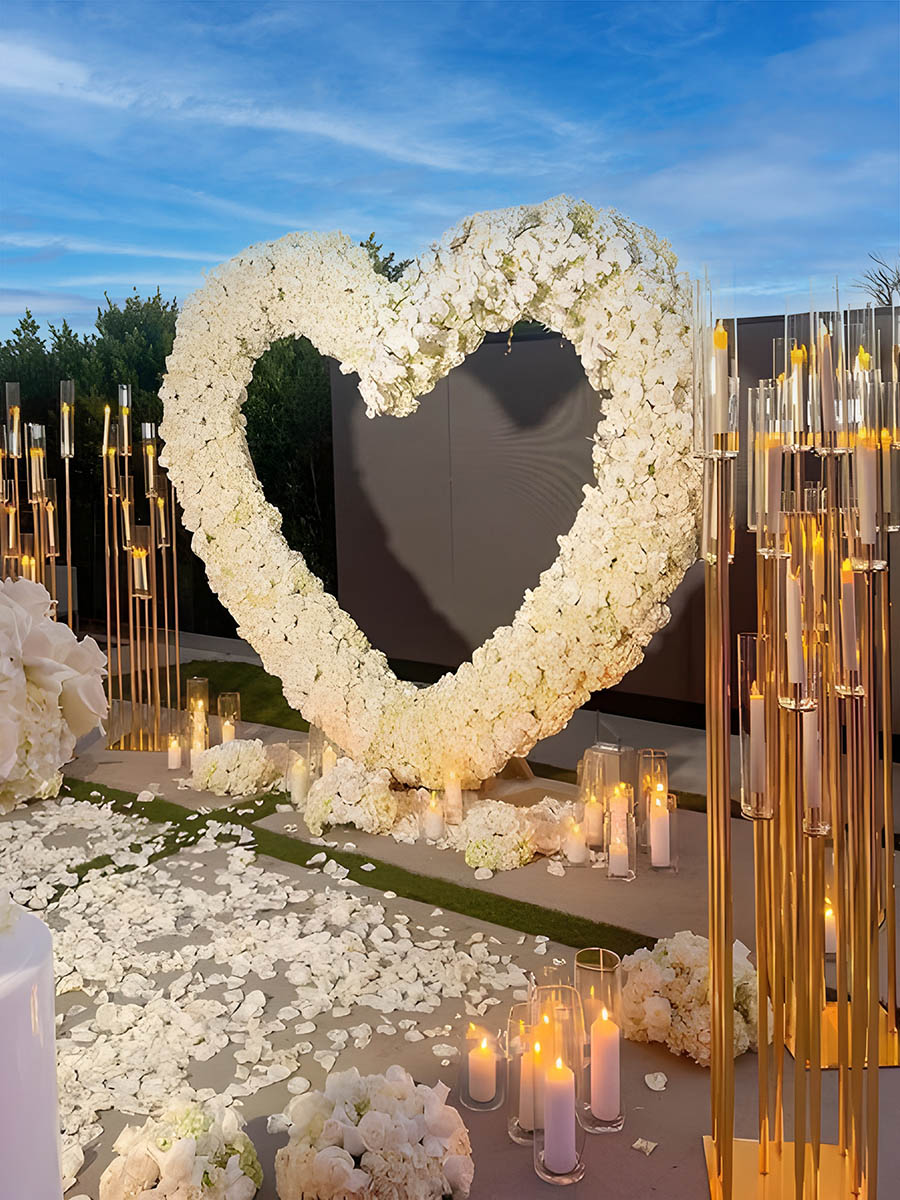 Classic White Heart Flower Arch Arrangement