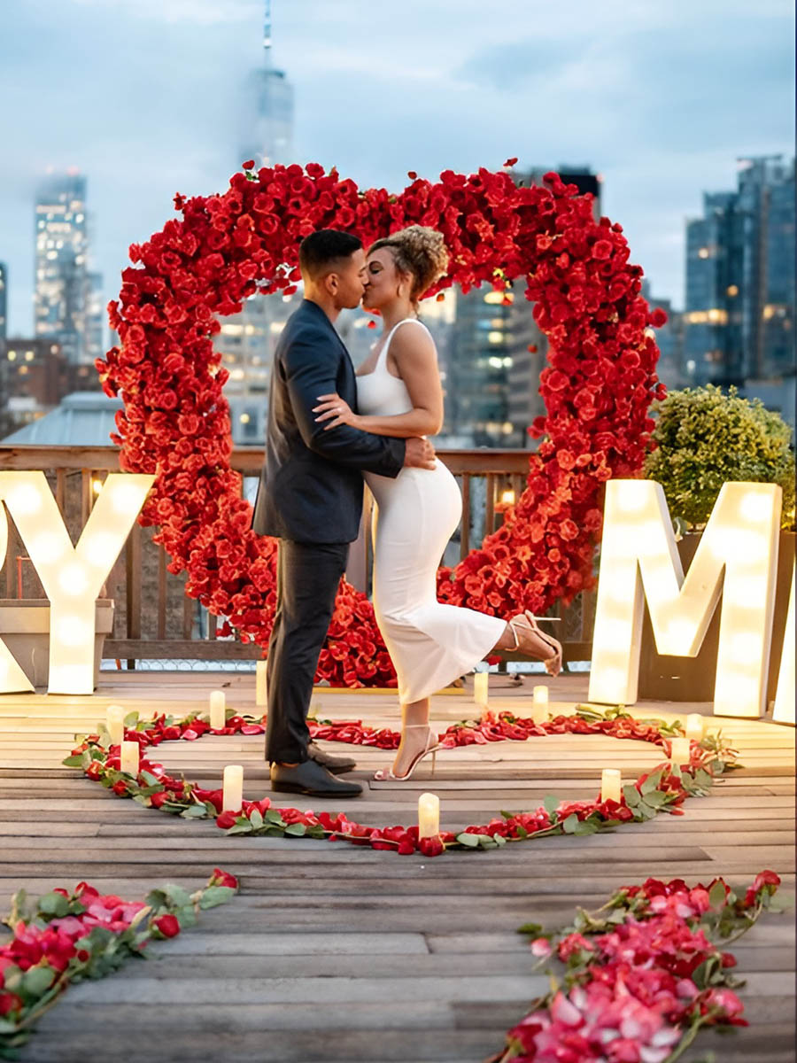 City Skyline Proposal with Red Flower Heart