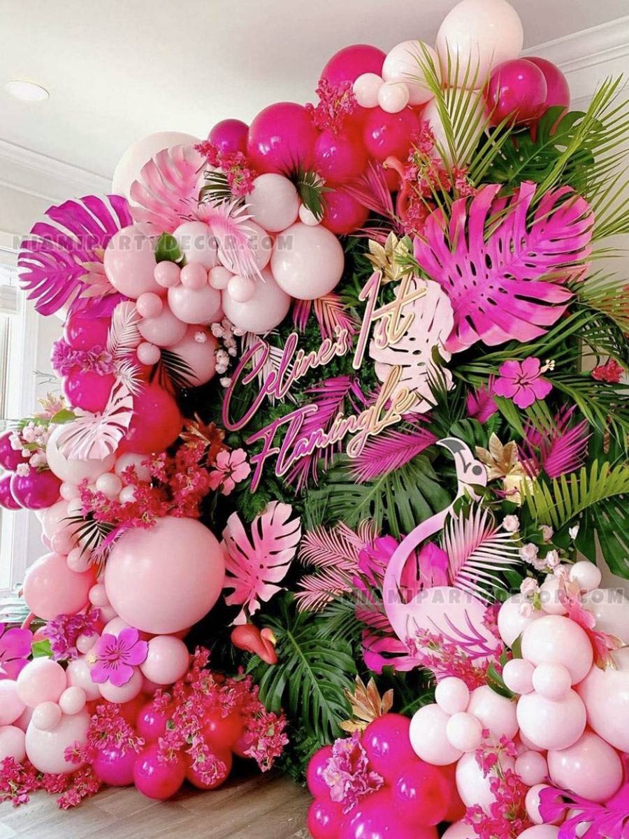 Pink Tropical Miami Vice Balloon Wall