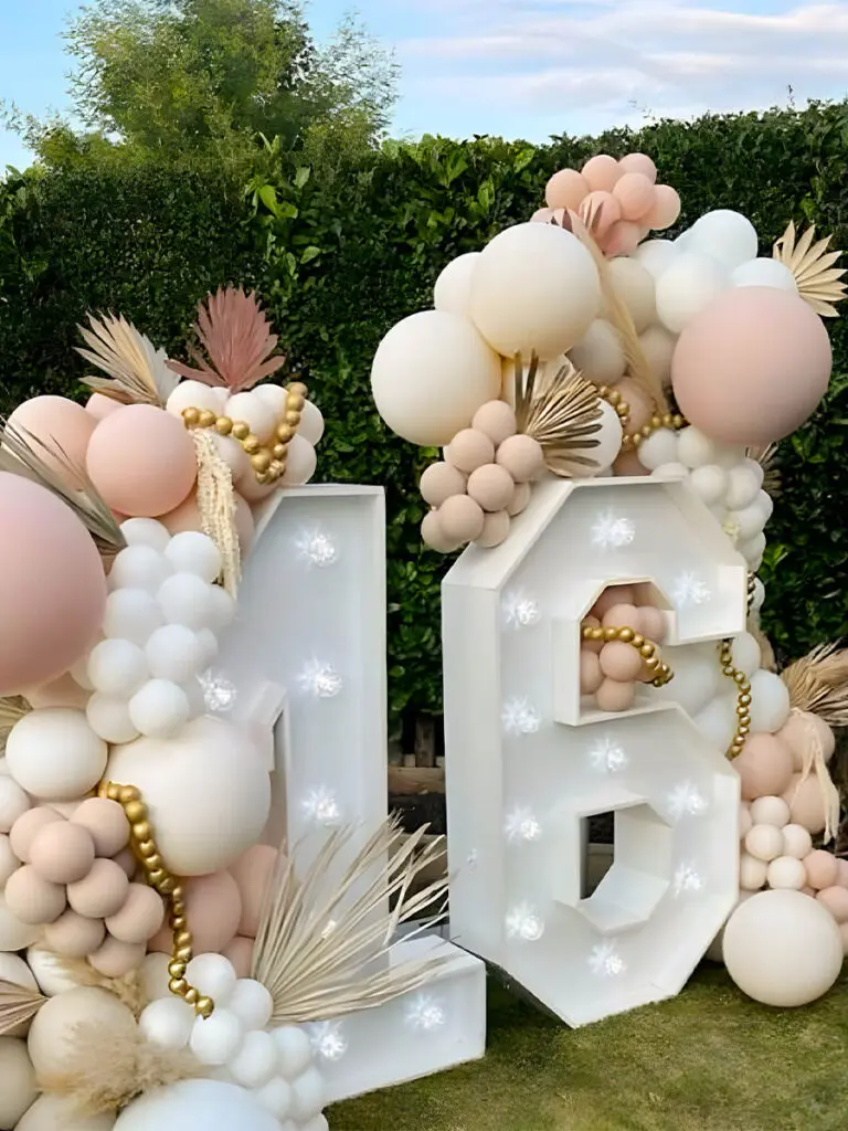 Outdoor Sweet 16 Birthday Decorations with Marquee 16