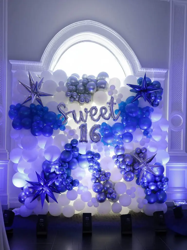 Blue Starry Night Sweet 16 Background