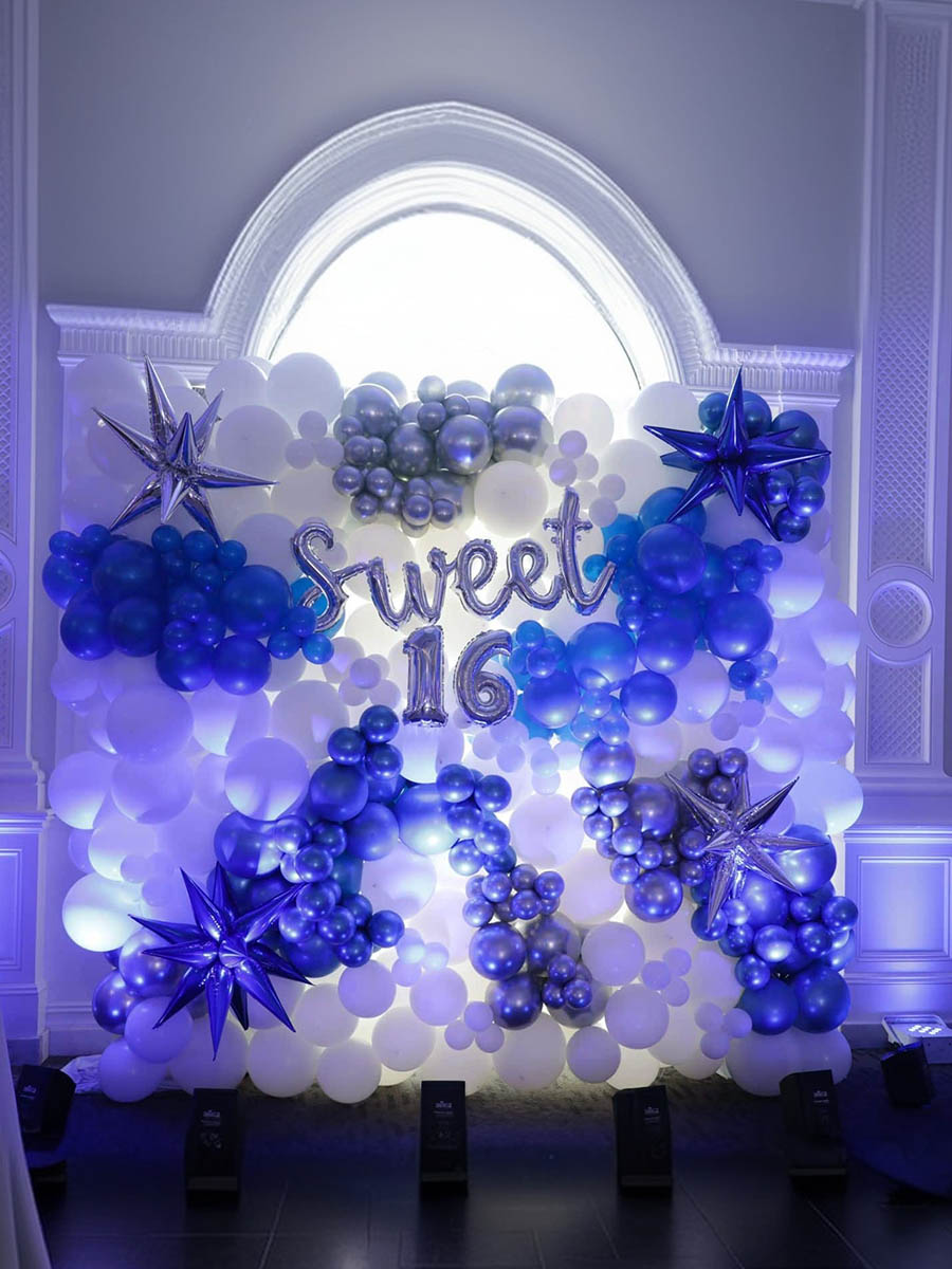 Blue Starry Night Sweet 16 Background