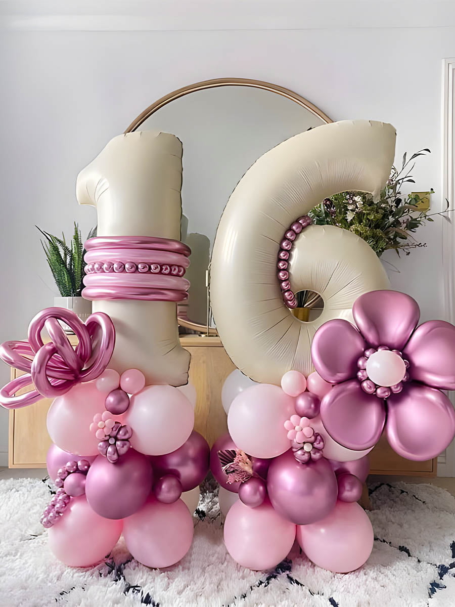 Pink Sweet 16 Balloon Centerpiece