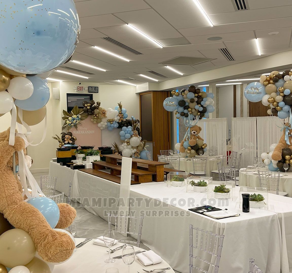 Teddy Bear Party Backdrop and Centerpieces