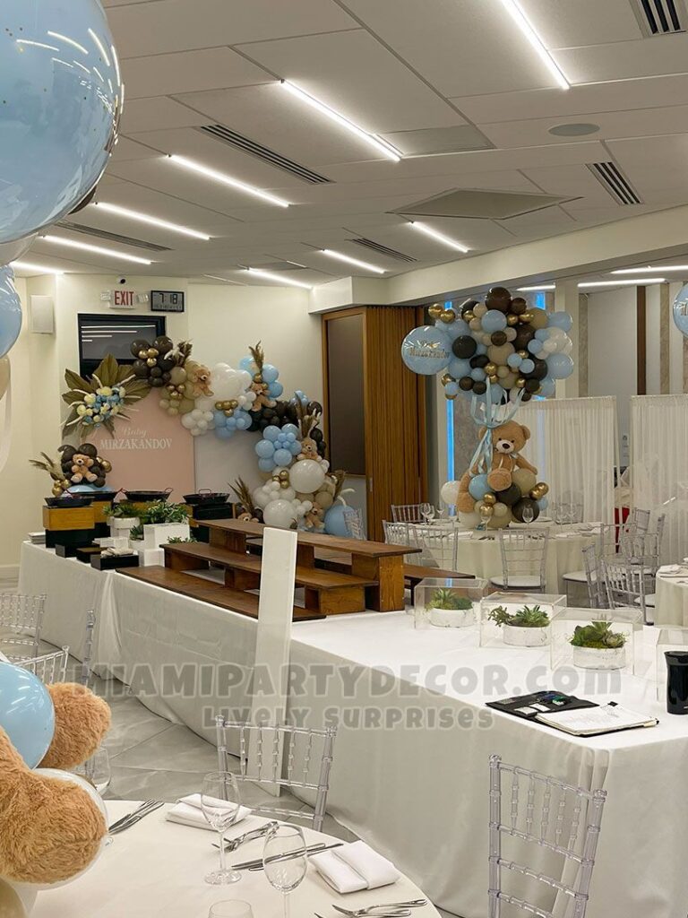 Teddy Bear Party Backdrop and Centerpieces