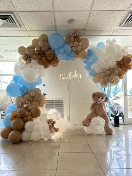 Blue and Brown Teddy Bear Circle Backdrop