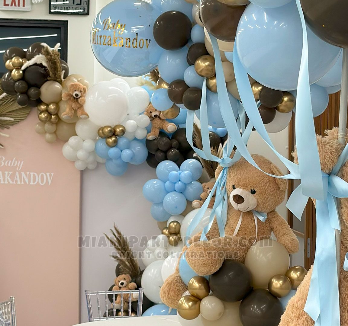 Teddy Bear Balloon Display with Photo Backdrop