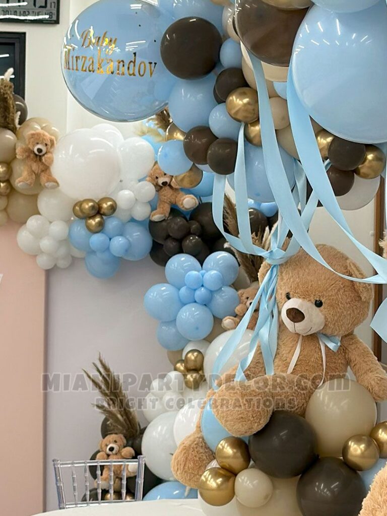 Teddy Bear Balloon Display with Photo Backdrop
