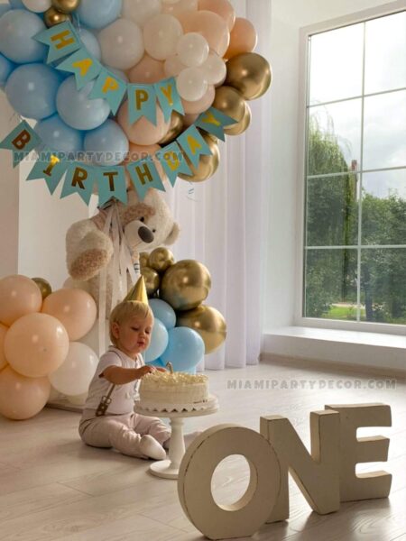 Teddy Bear First Birthday Backdrop