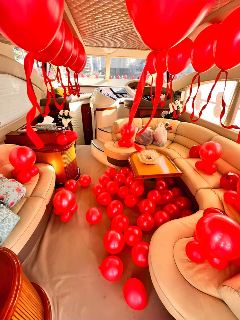 Yacht Romantic Setup with a Red Balloon Decor