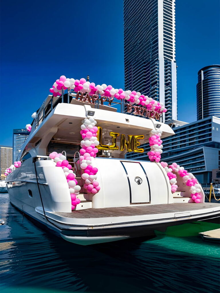 Pink and White Balloon Garland for Yacht Birthday Party