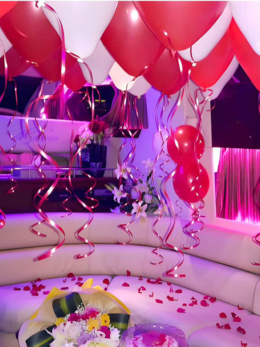 Romantic Red and White Balloon Ceiling