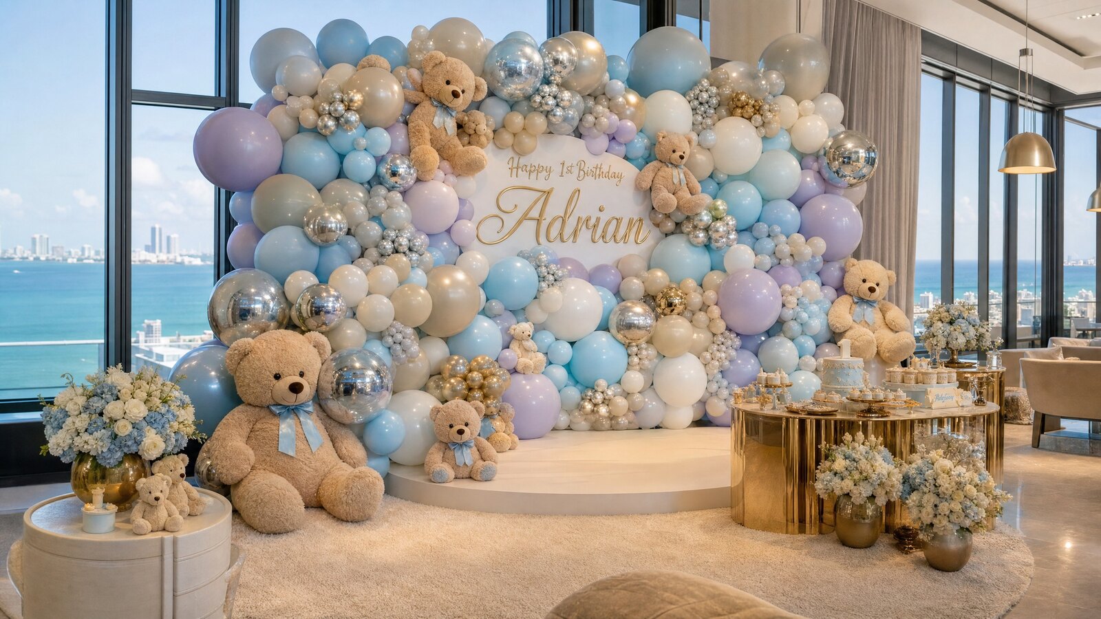 Teddy bear backdrop and centerpiece ideas hero image