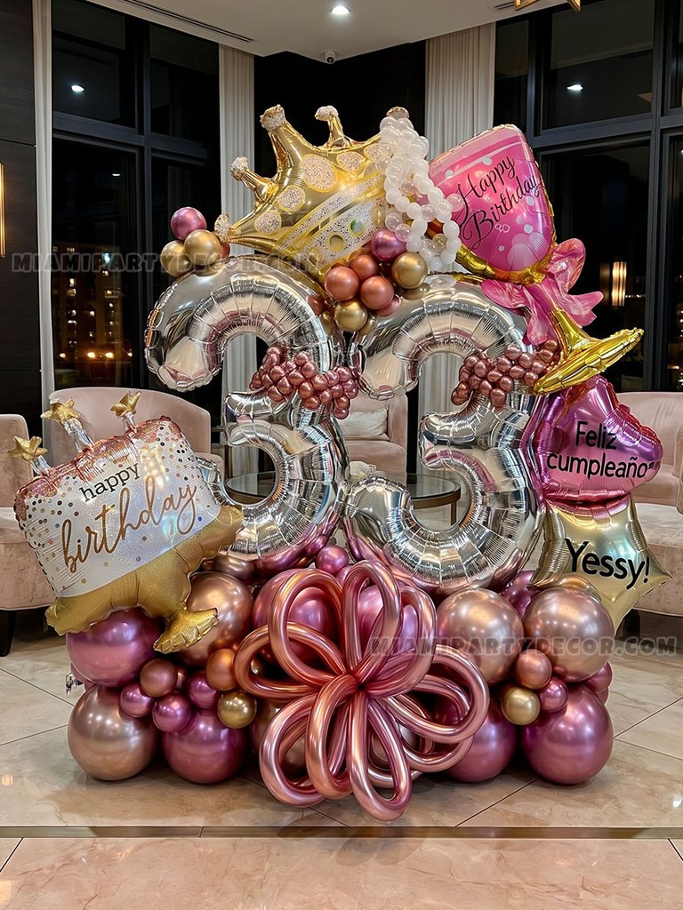 Rose Gold Crown Number Sculpture