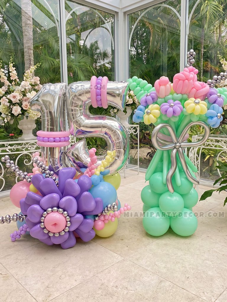 Pastel Fifteen and Balloon Bouquet