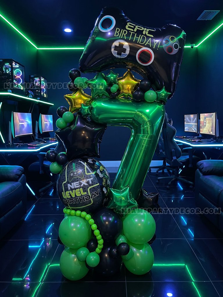 Neon Gaming Number Seven Sculpture