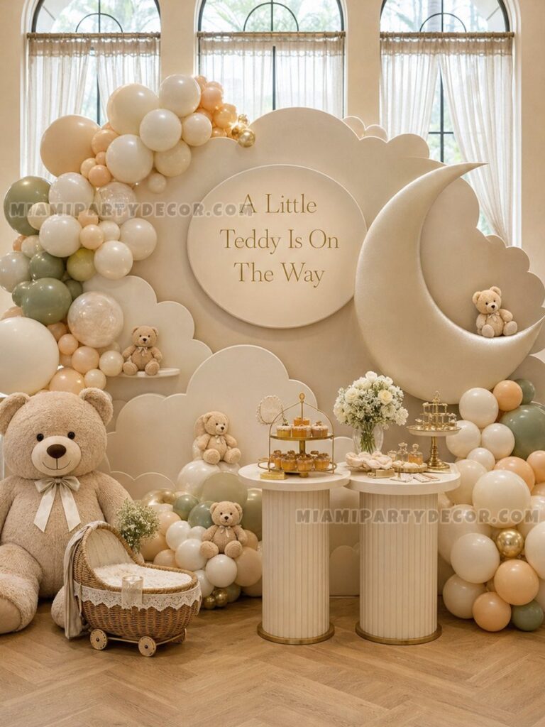 Cloud Moon Teddy Bear Baby Shower - Miami Party Decor
