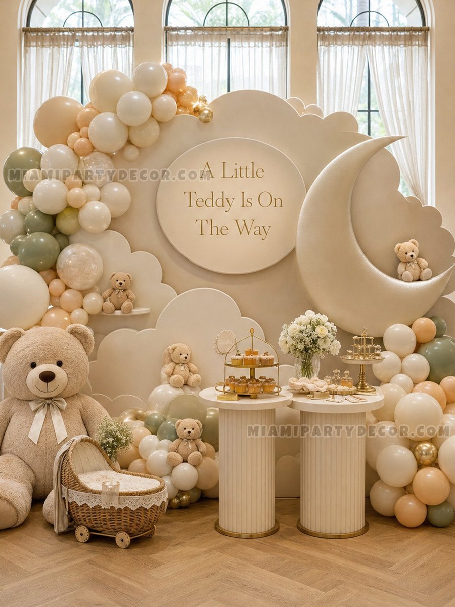 Cloud Moon Teddy Bear Baby Shower - Miami Party Decor