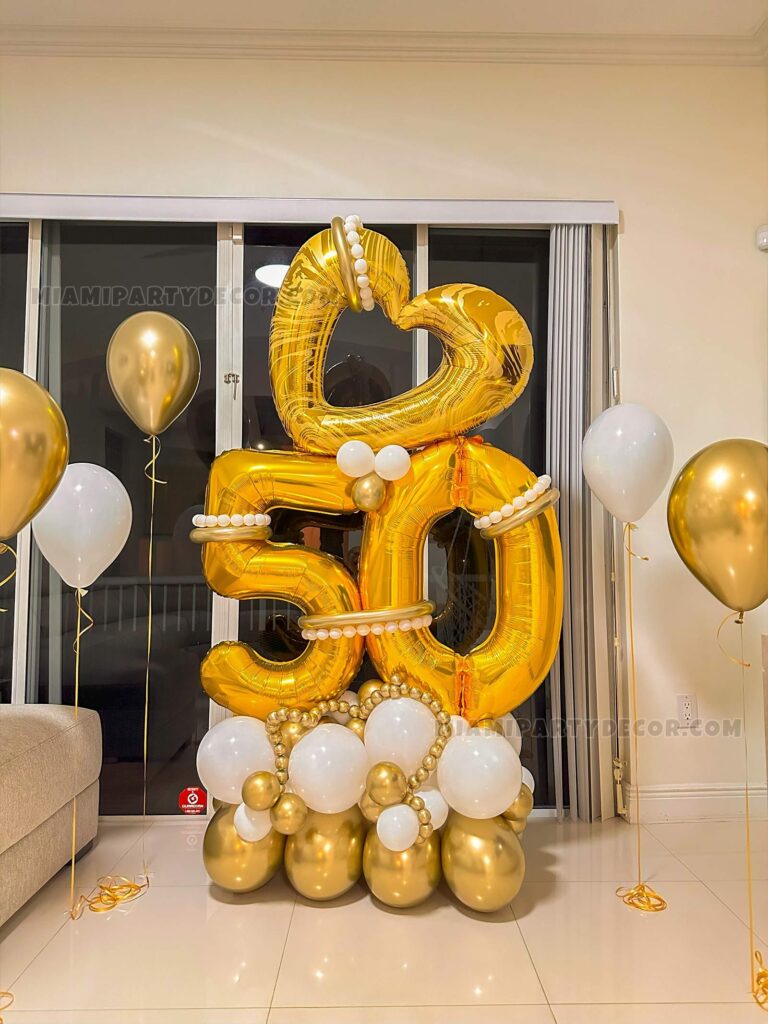 product 50th birthday bash premium gold foil latex balloon decor miami party decor 2 v