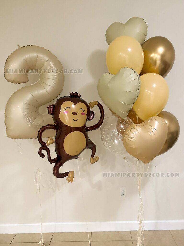 Cheerful Monkey With Balloons - Miami Party Decor