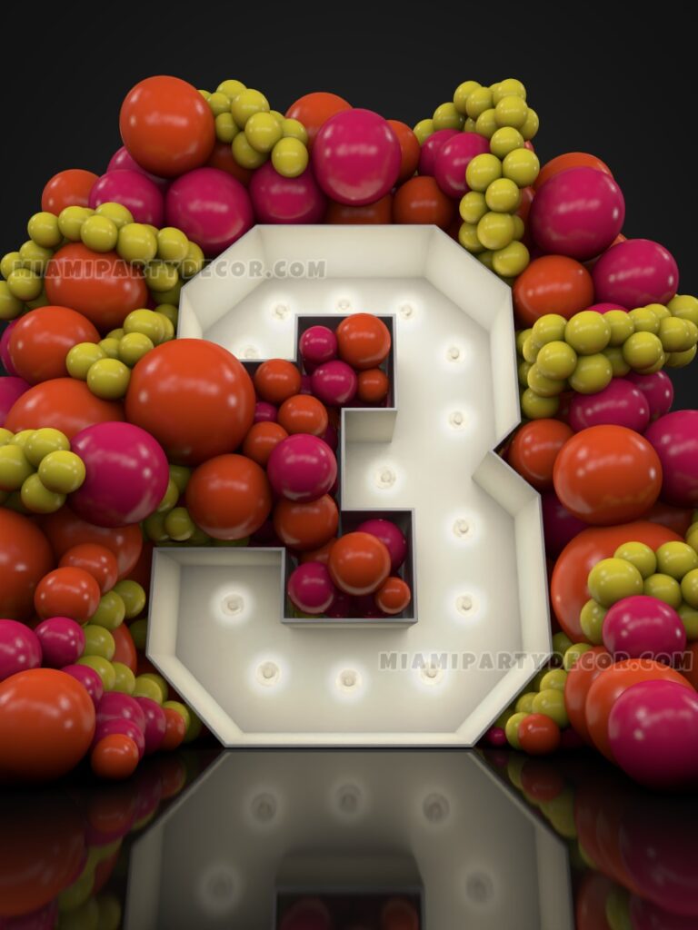 product marquee number 3 miami party decor b v