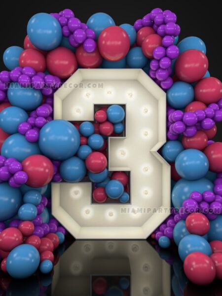 4FT Light Up Marquee Number 3 For Rent