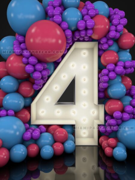 4FT Light Up Marquee Number 4 For Rent
