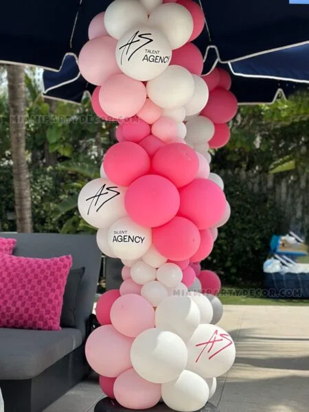 product pink and white balloon column miami party decor 1 v