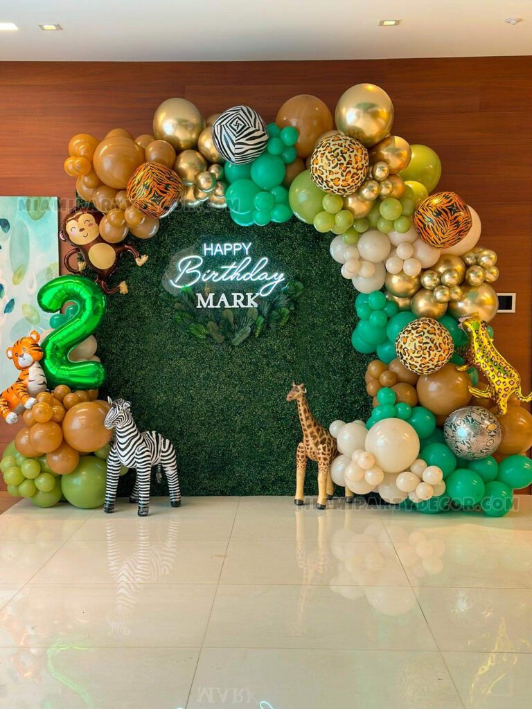 Safari Shadow Green Leaf Birthday Party Backdrop Kit