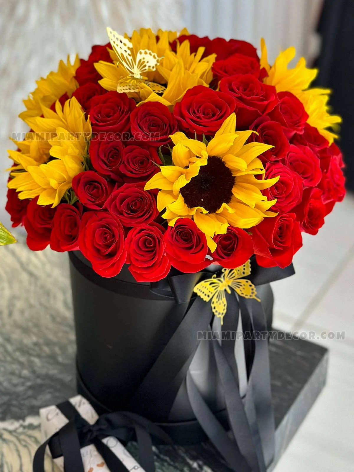 Sunflower And Rose Bouquet