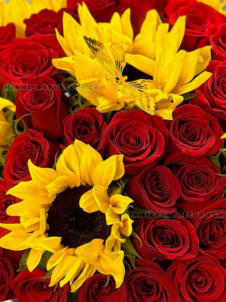 Sunflower And Rose Bouquet - Image 3