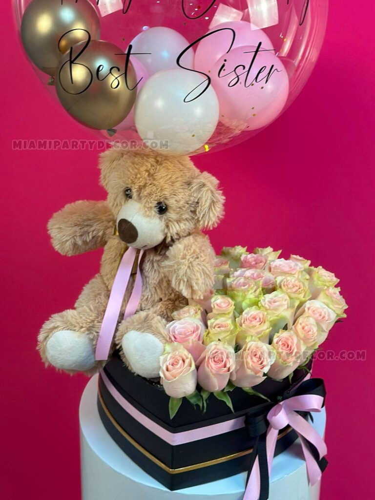 product teddy bear flower box miami party decor 2 v