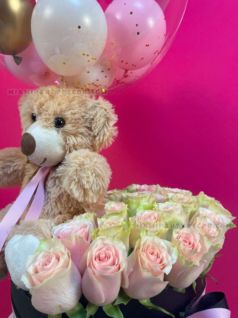 product teddy bear flower box miami party decor 3 v