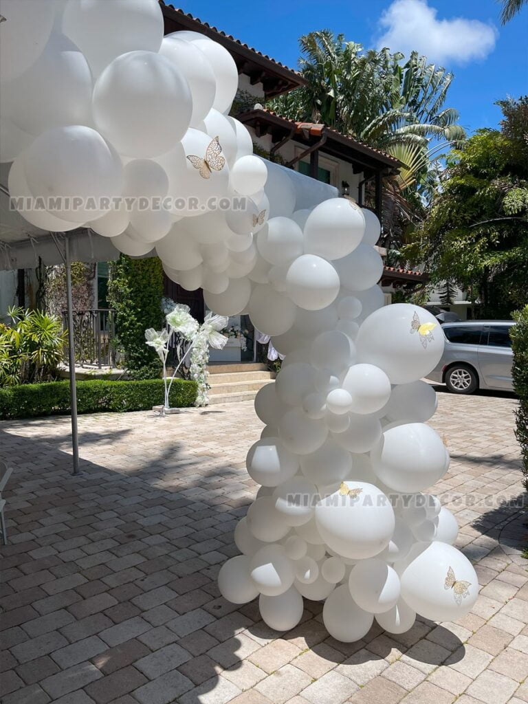 product white organic balloon arch miami party decor 2 v