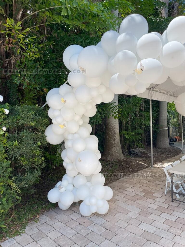 product white organic balloon arch miami party decor 3 v