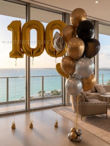100 Gold Balloon Bouquet Setup gallery image 2