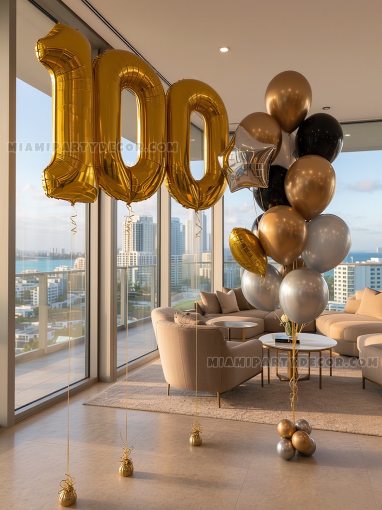 100 Gold Balloon Bouquet Setup gallery image 3