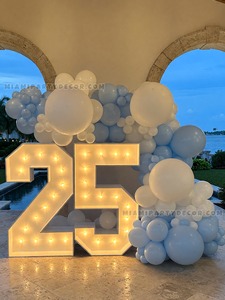 25 Marquee Number Setup with Blue and White Balloon Garland