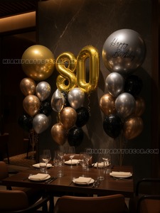80th Birthday Helium Balloon Bouquet Setup gallery image 2