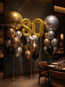 80th Birthday Helium Balloon Bouquet Setup