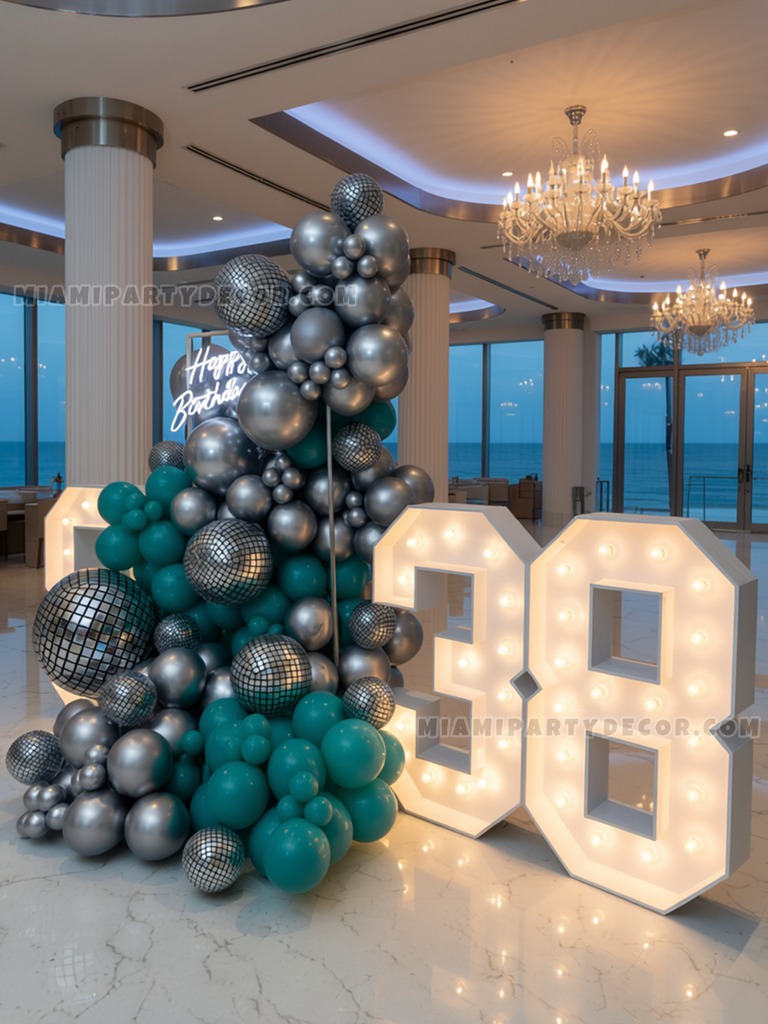 98 Marquee Number Setup with Balloon Garland gallery image 3