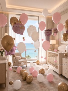 Baby Girl Balloon Room Decor Setup