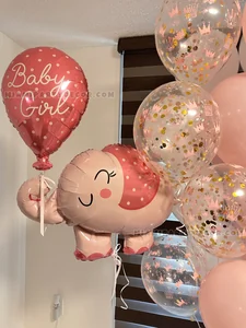 Baby Girl Pink Helium Balloon Bouquet Setup gallery image 3