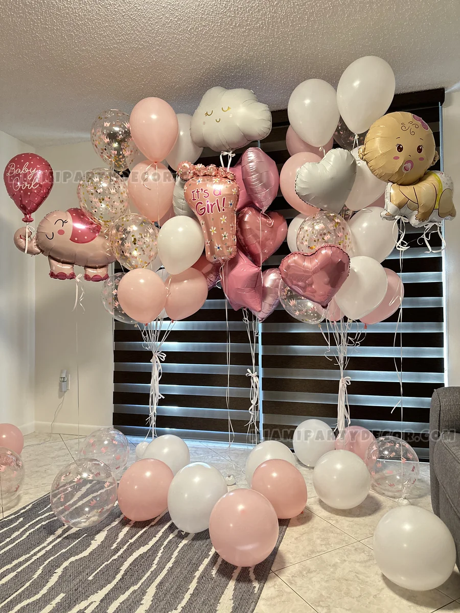 Pink White and Gold Balloon Bouquet